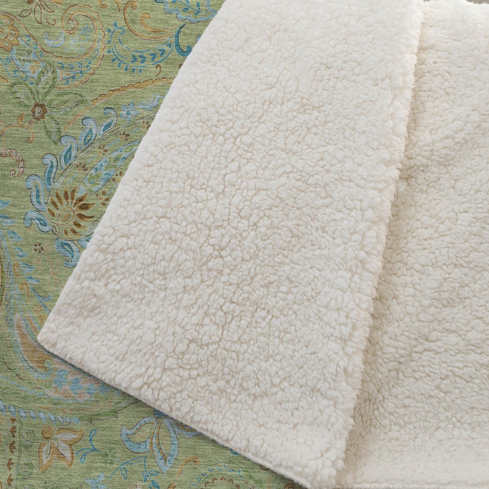 Premium Machine Washable ASB533 Aloe 50" x 70" Sherpa Throw Blanket. Picture 2