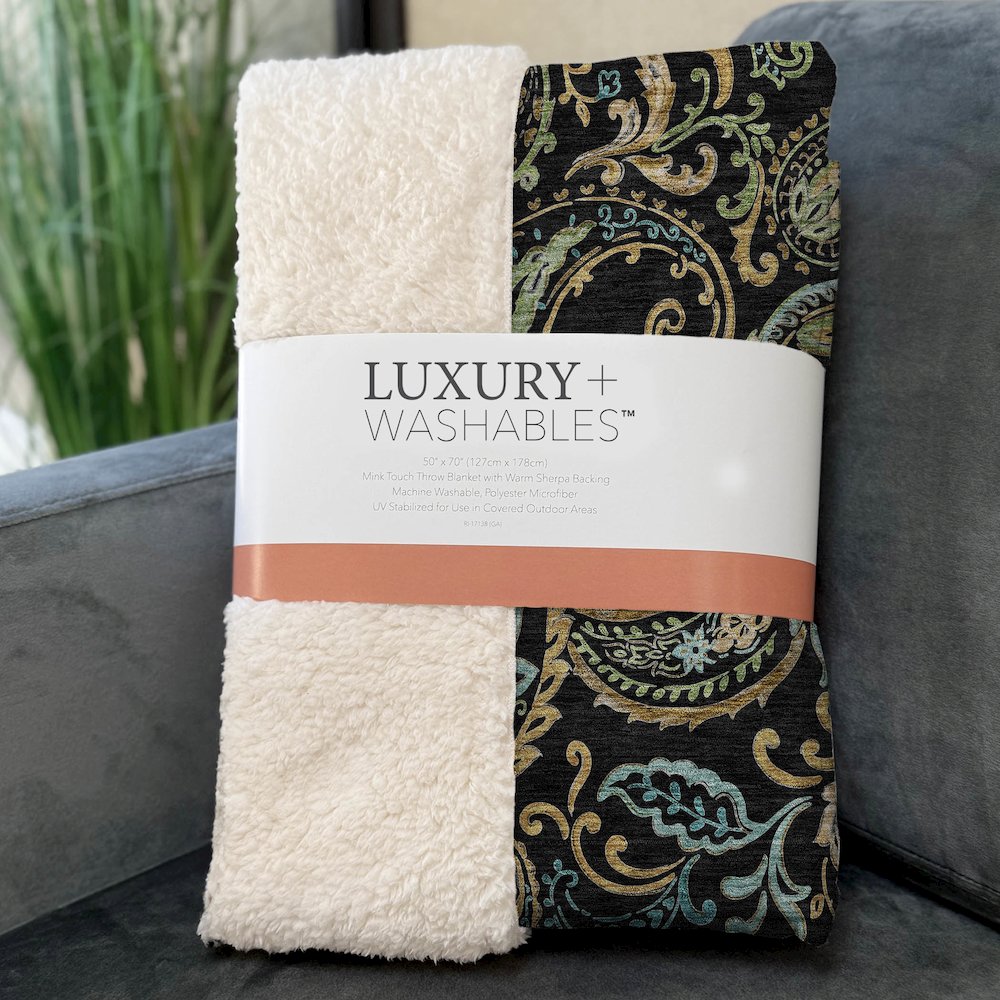 Premium Machine Washable ASB533 Black 50" x 70" Sherpa Throw Blanket. Picture 3