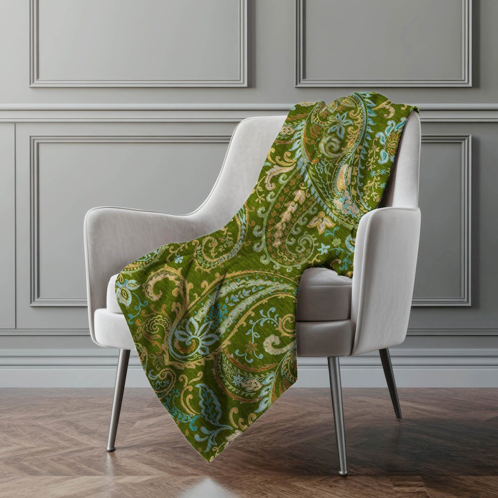 Premium Machine Washable ASB533 Green 50" x 70" Sherpa Throw Blanket. Picture 4