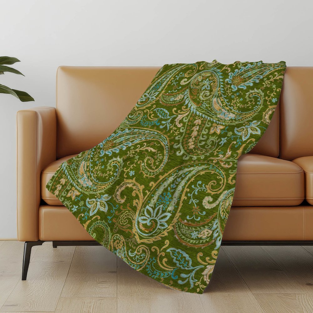 Premium Machine Washable ASB533 Green 50" x 70" Sherpa Throw Blanket. Picture 5