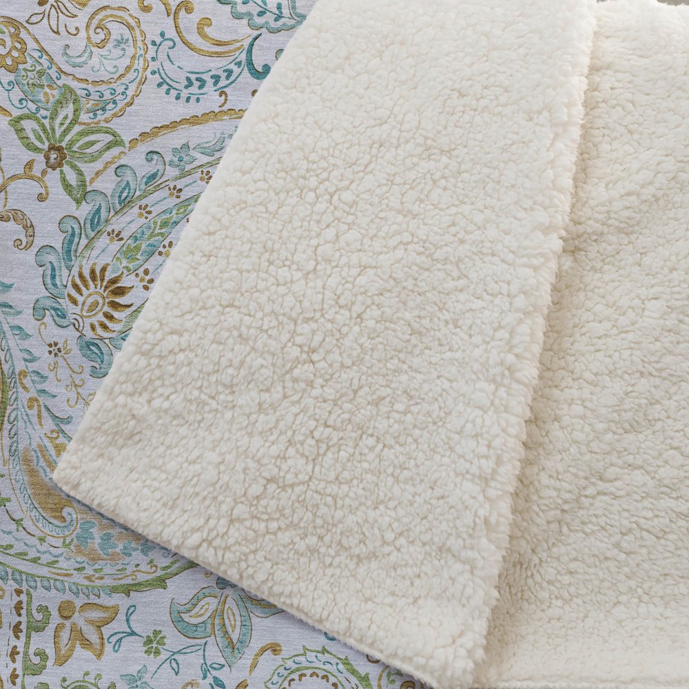 Premium Machine Washable ASB533 Ivory 50" x 70" Sherpa Throw Blanket. Picture 2