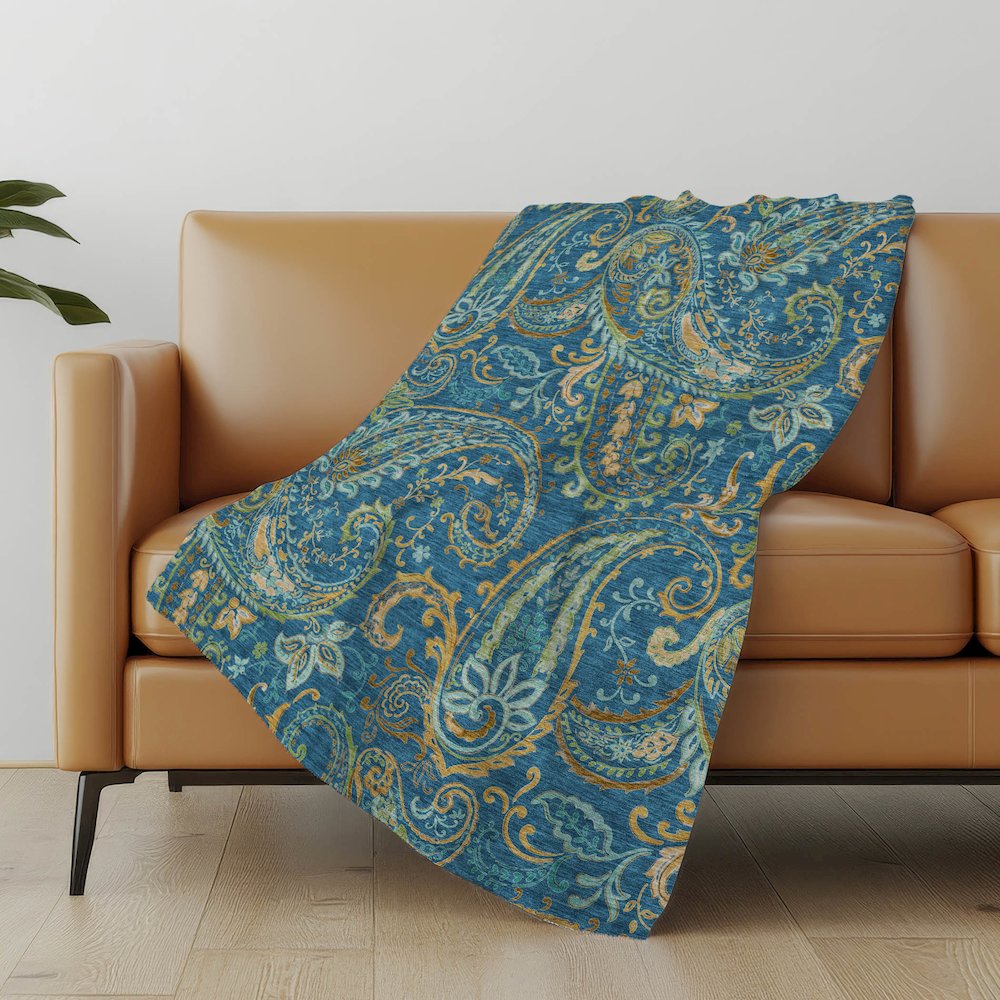 Premium Machine Washable ASB533 Navy 50" x 70" Sherpa Throw Blanket. Picture 5