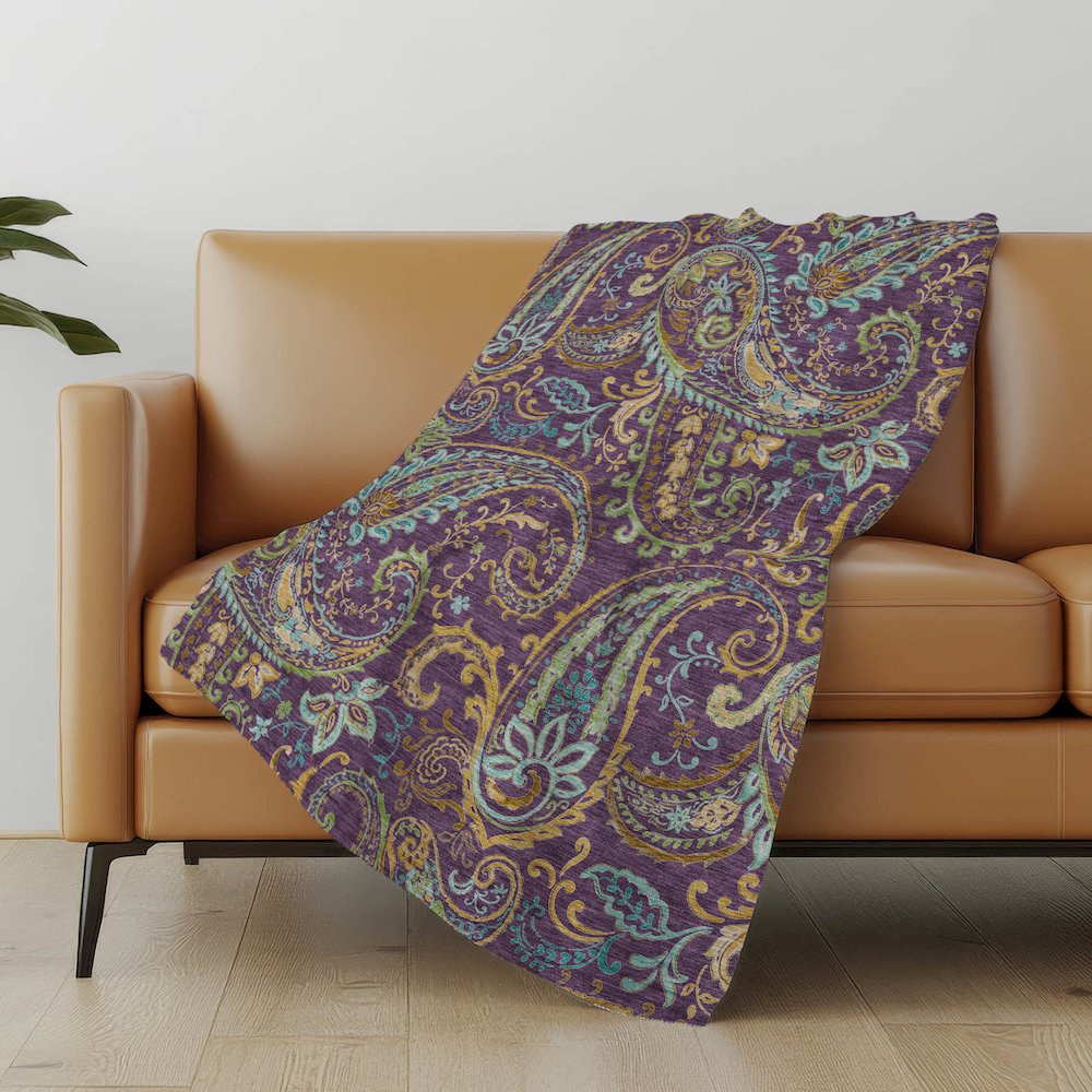 Premium Machine Washable ASB533 Purple 50" x 70" Sherpa Throw Blanket. Picture 5