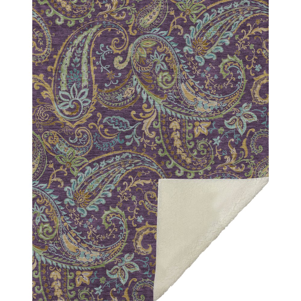 Premium Machine Washable ASB533 Purple 50" x 70" Sherpa Throw Blanket. Picture 1