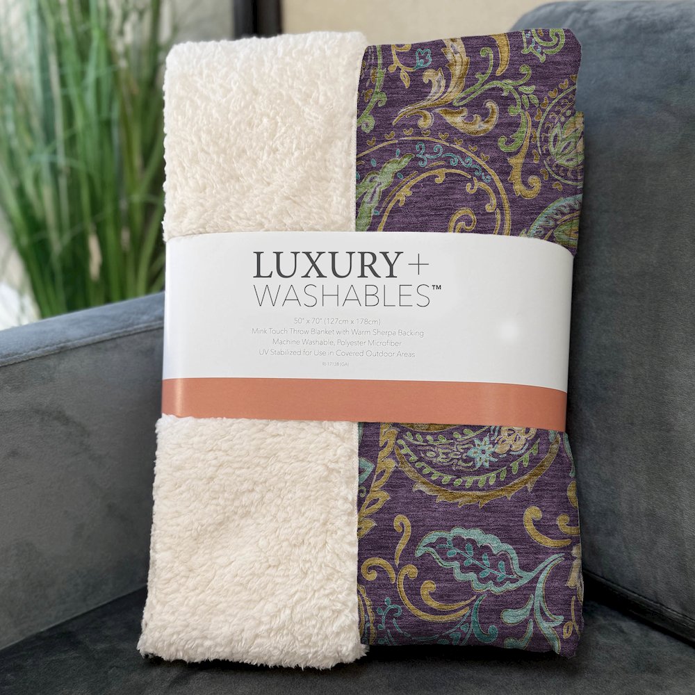 Premium Machine Washable ASB533 Purple 50" x 70" Sherpa Throw Blanket. Picture 3