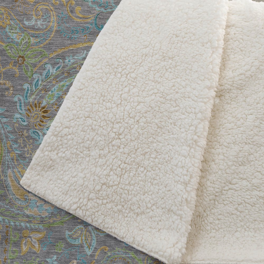 Premium Machine Washable ASB533 Taupe 50" x 70" Sherpa Throw Blanket. Picture 2