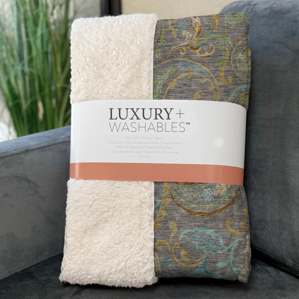 Premium Machine Washable ASB533 Taupe 50" x 70" Sherpa Throw Blanket. Picture 3