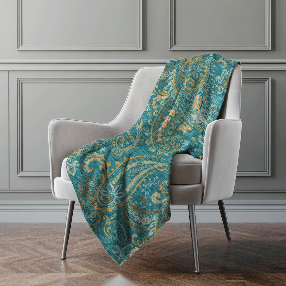 Premium Machine Washable ASB533 Teal 50" x 70" Sherpa Throw Blanket. Picture 4