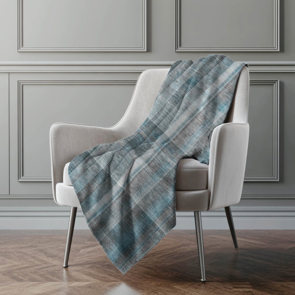 Premium Machine Washable ASB534 Teal 50" x 70" Sherpa Throw Blanket. Picture 4