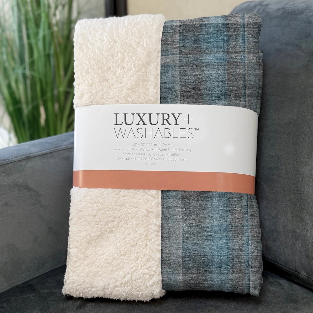 Premium Machine Washable ASB534 Teal 50" x 70" Sherpa Throw Blanket. Picture 3