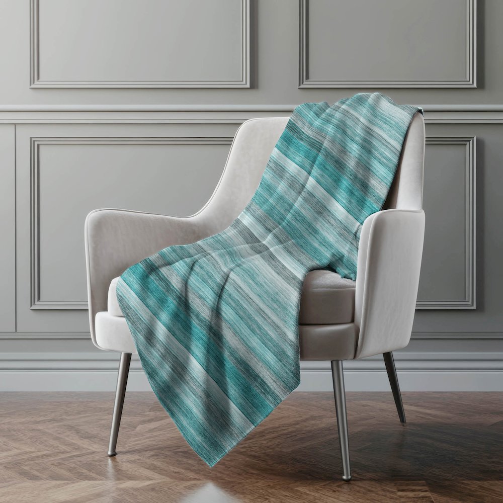 Premium Machine Washable ASB535 Teal 50" x 70" Sherpa Throw Blanket. Picture 4