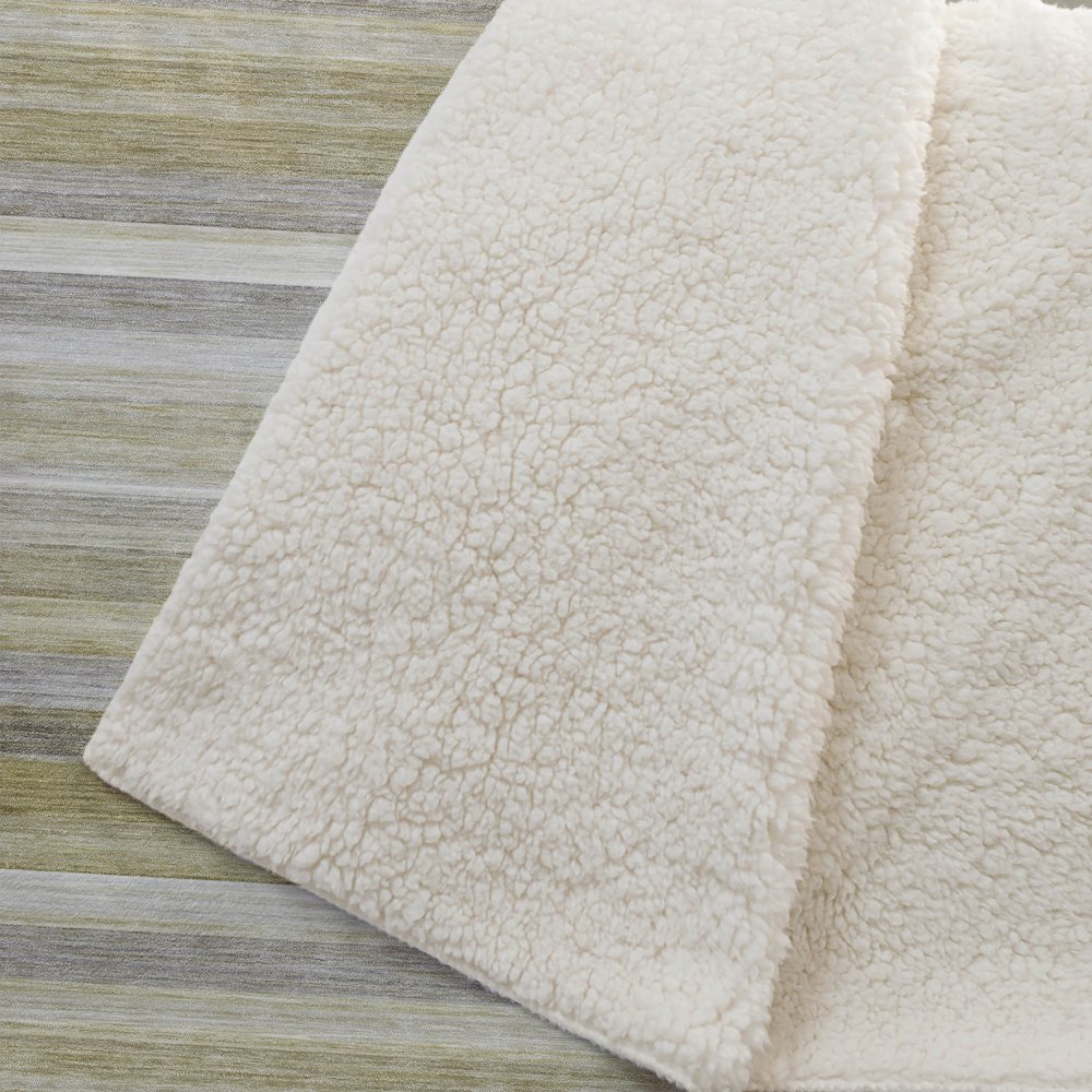 Premium Machine Washable ASB535 Wheat 50" x 70" Sherpa Throw Blanket. Picture 2
