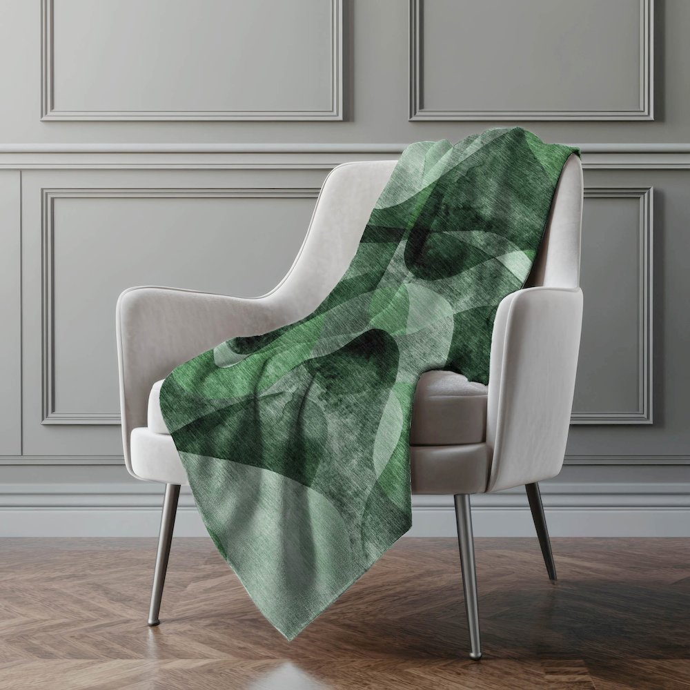Premium Machine Washable ASB536 Fern 50" x 70" Sherpa Throw Blanket. Picture 4