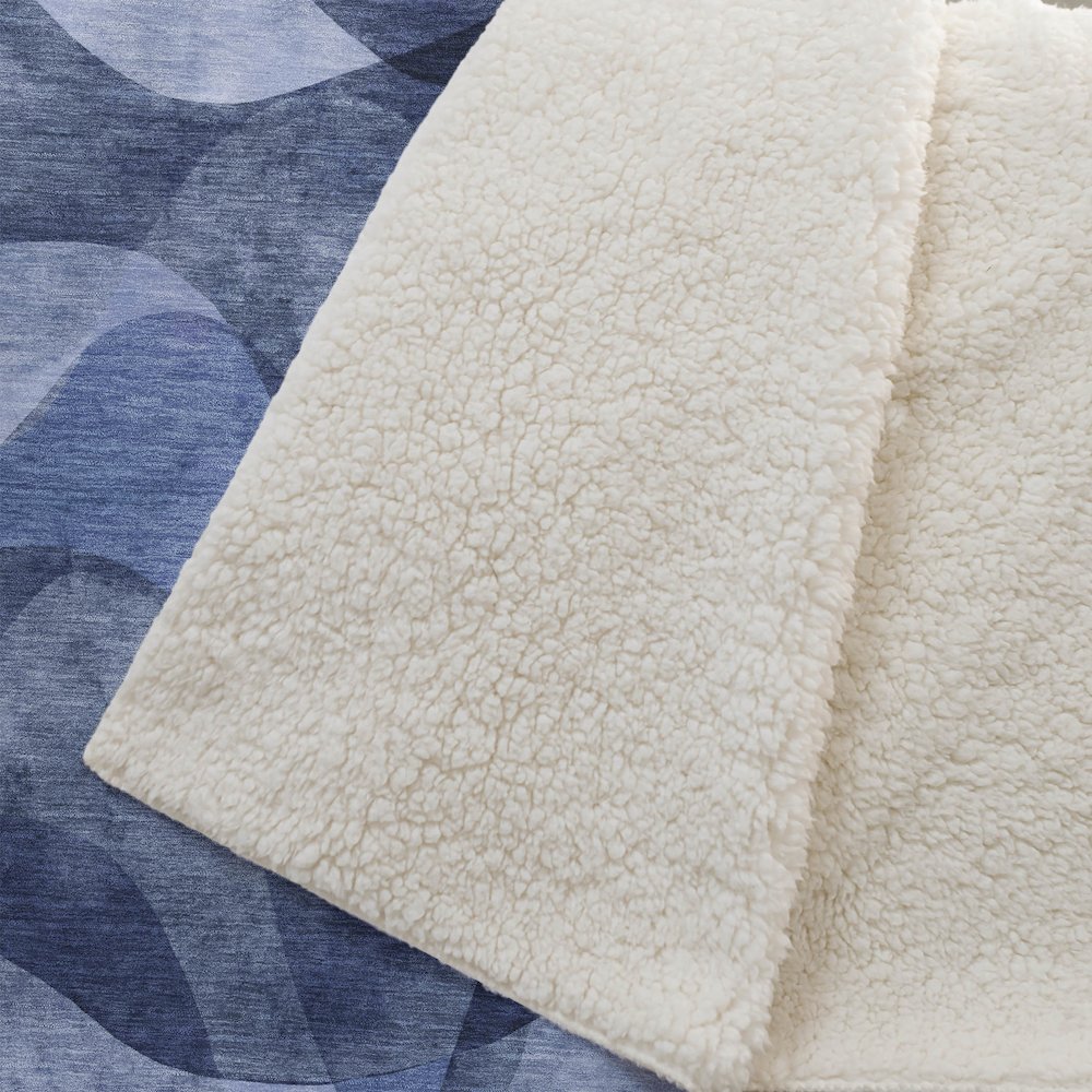 Premium Machine Washable ASB536 Navy 50" x 70" Sherpa Throw Blanket. Picture 2