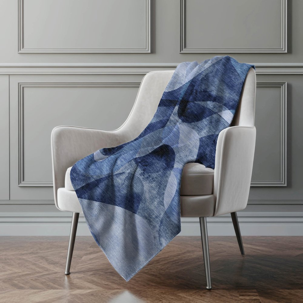 Premium Machine Washable ASB536 Navy 50" x 70" Sherpa Throw Blanket. Picture 4
