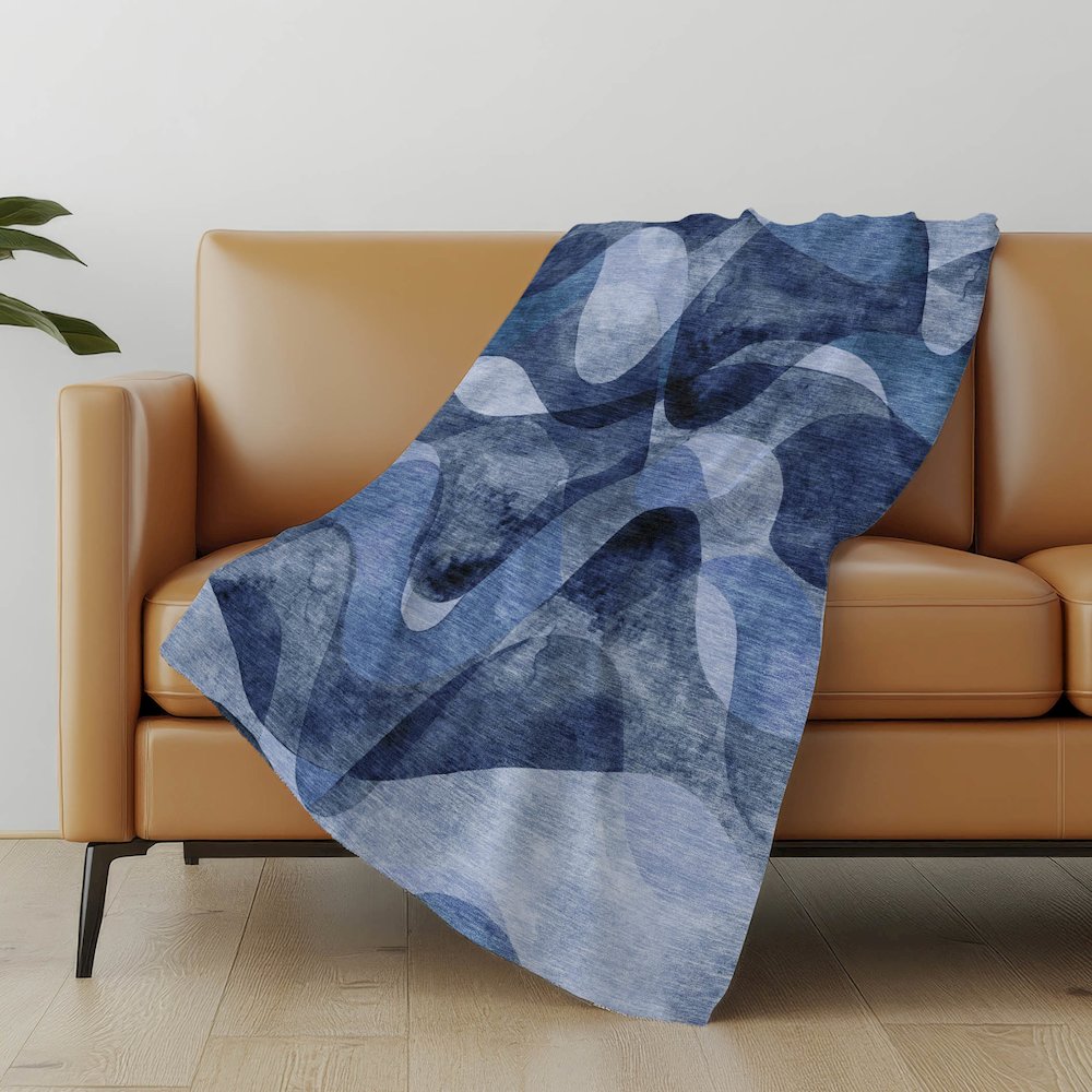 Premium Machine Washable ASB536 Navy 50" x 70" Sherpa Throw Blanket. Picture 5