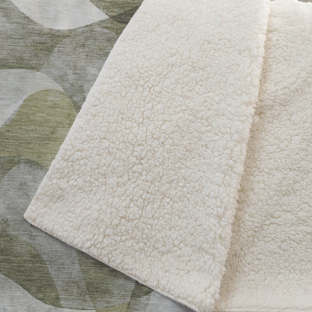 Premium Machine Washable ASB536 Olive 50" x 70" Sherpa Throw Blanket. Picture 2