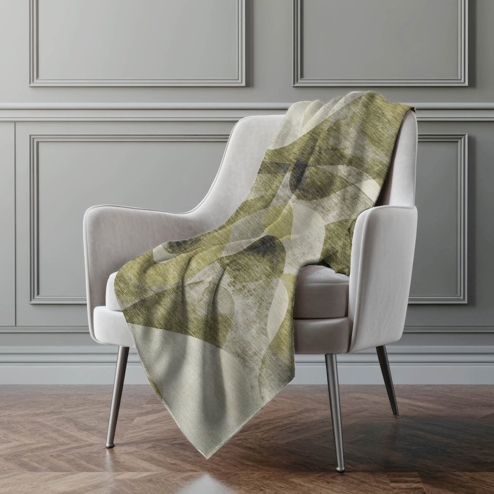 Premium Machine Washable ASB536 Olive 50" x 70" Sherpa Throw Blanket. Picture 4