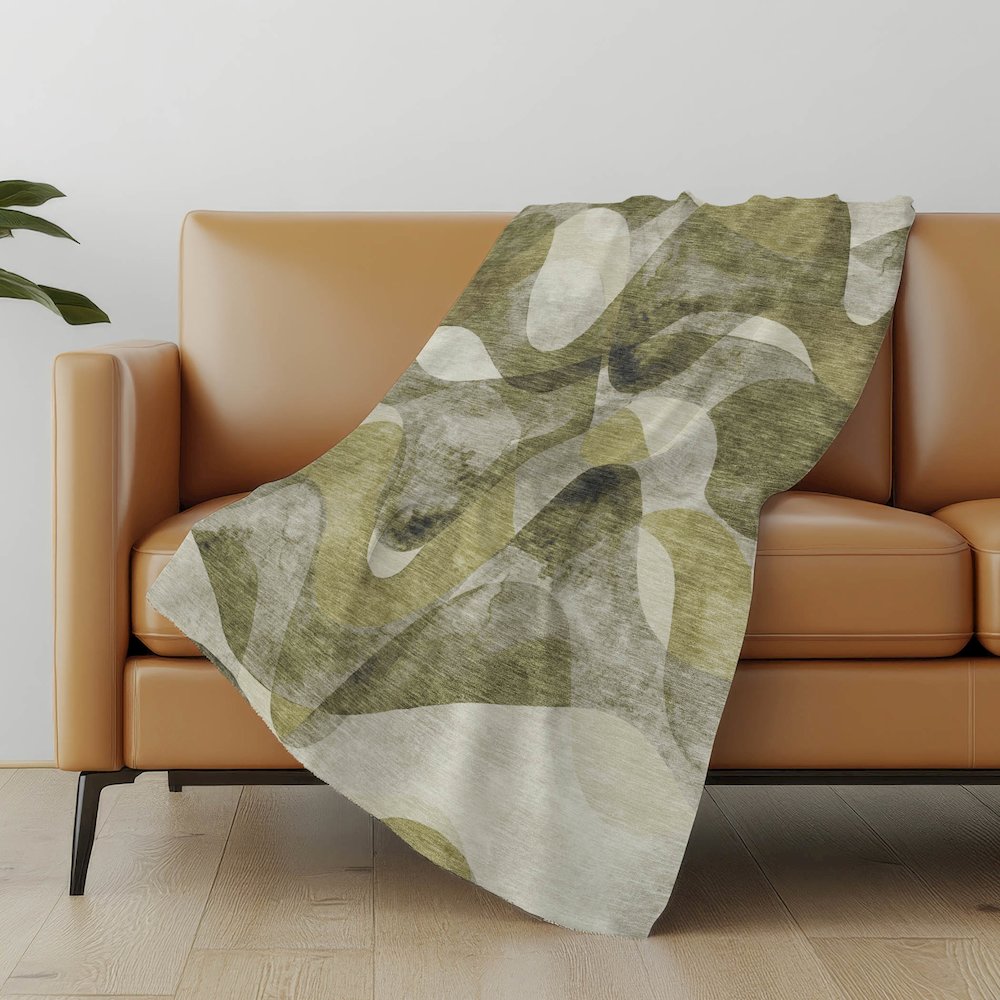 Premium Machine Washable ASB536 Olive 50" x 70" Sherpa Throw Blanket. Picture 5