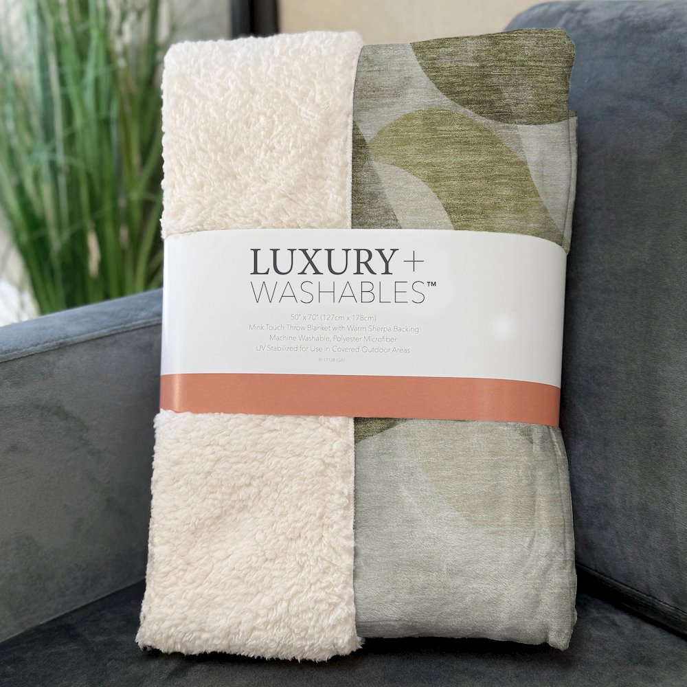 Premium Machine Washable ASB536 Olive 50" x 70" Sherpa Throw Blanket. Picture 3