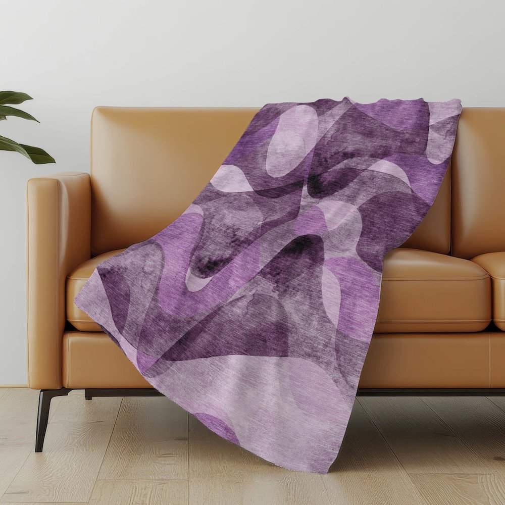 Premium Machine Washable ASB536 Purple 50" x 70" Sherpa Throw Blanket. Picture 5