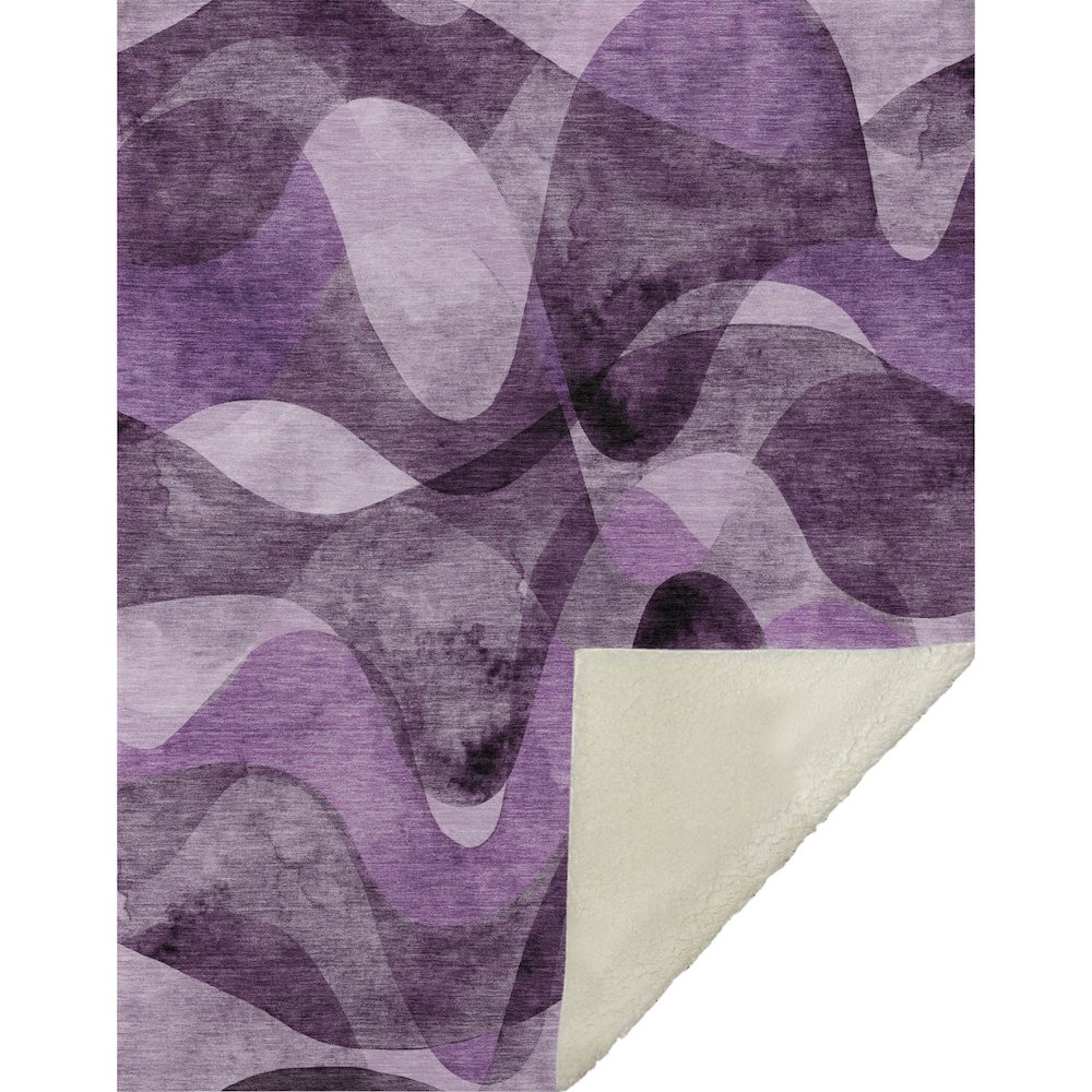 Premium Machine Washable ASB536 Purple 50" x 70" Sherpa Throw Blanket. Picture 1