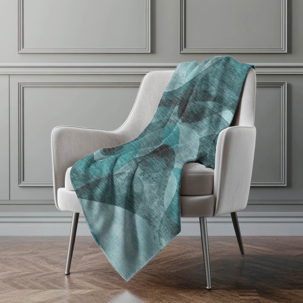 Premium Machine Washable ASB536 Teal 50" x 70" Sherpa Throw Blanket. Picture 4