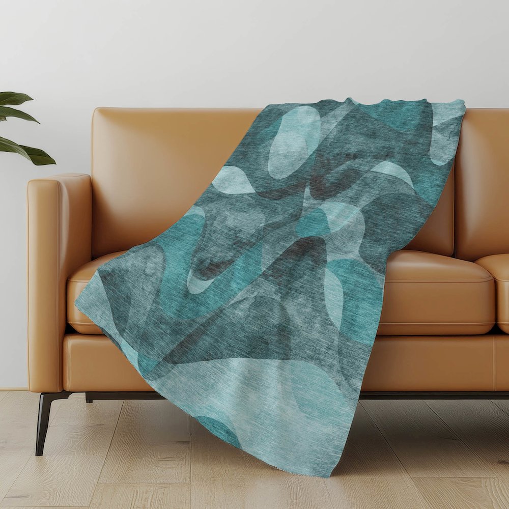 Premium Machine Washable ASB536 Teal 50" x 70" Sherpa Throw Blanket. Picture 5