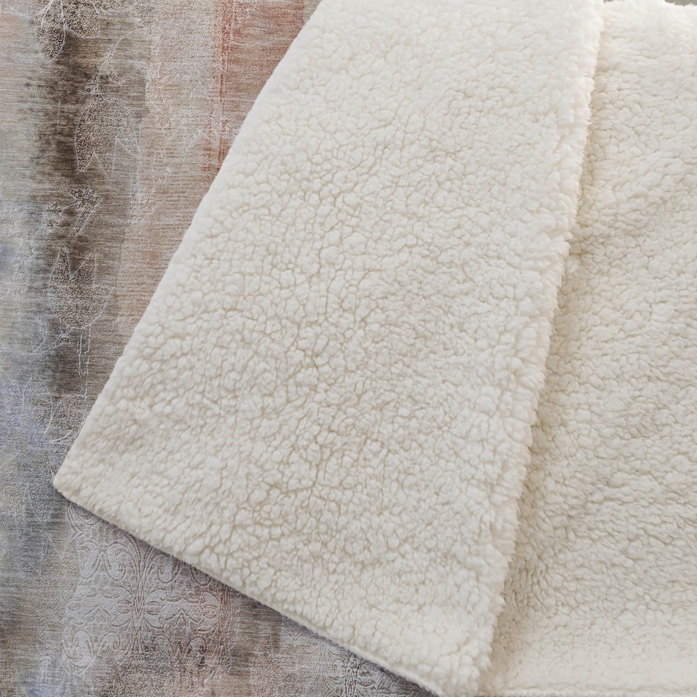 Premium Machine Washable ASB537 Beige 50" x 70" Sherpa Throw Blanket. Picture 2