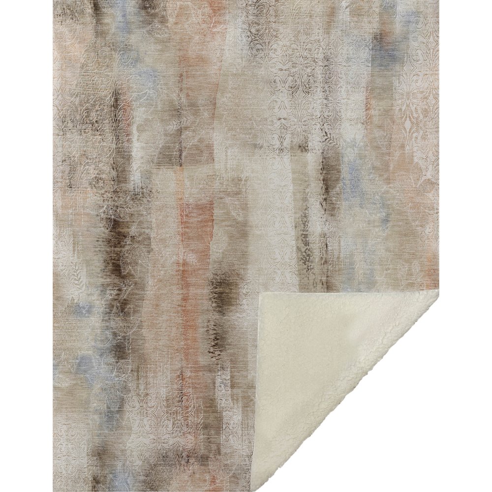 Premium Machine Washable ASB537 Beige 50" x 70" Sherpa Throw Blanket. Picture 1