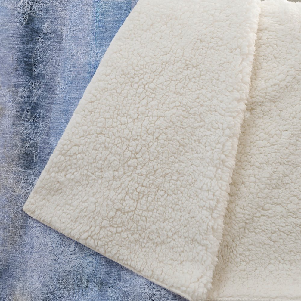 Premium Machine Washable ASB537 Blue 50" x 70" Sherpa Throw Blanket. Picture 2