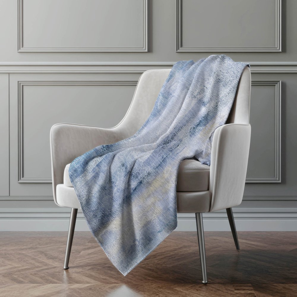 Premium Machine Washable ASB537 Blue 50" x 70" Sherpa Throw Blanket. Picture 4