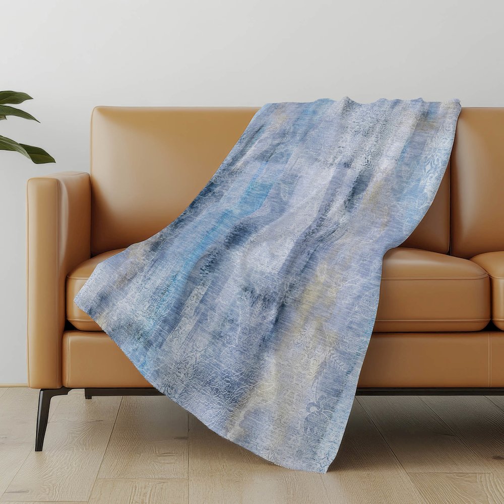 Premium Machine Washable ASB537 Blue 50" x 70" Sherpa Throw Blanket. Picture 5