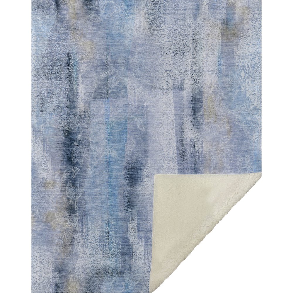 Premium Machine Washable ASB537 Blue 50" x 70" Sherpa Throw Blanket. Picture 1