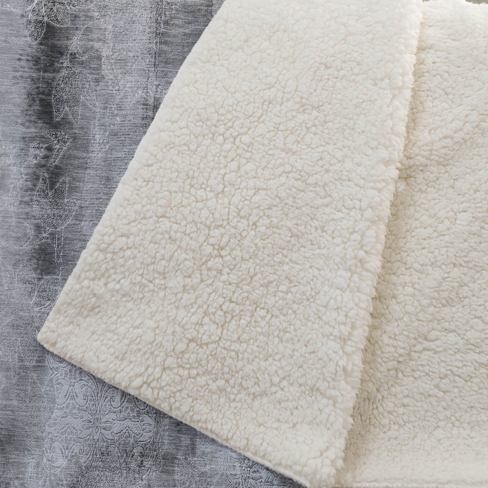 Premium Machine Washable ASB537 Gray 50" x 70" Sherpa Throw Blanket. Picture 2