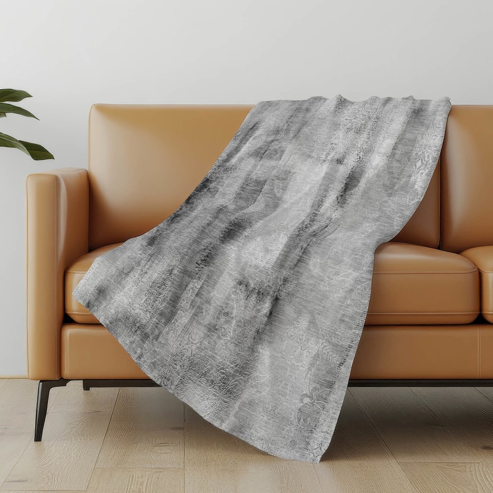 Premium Machine Washable ASB537 Gray 50" x 70" Sherpa Throw Blanket. Picture 5