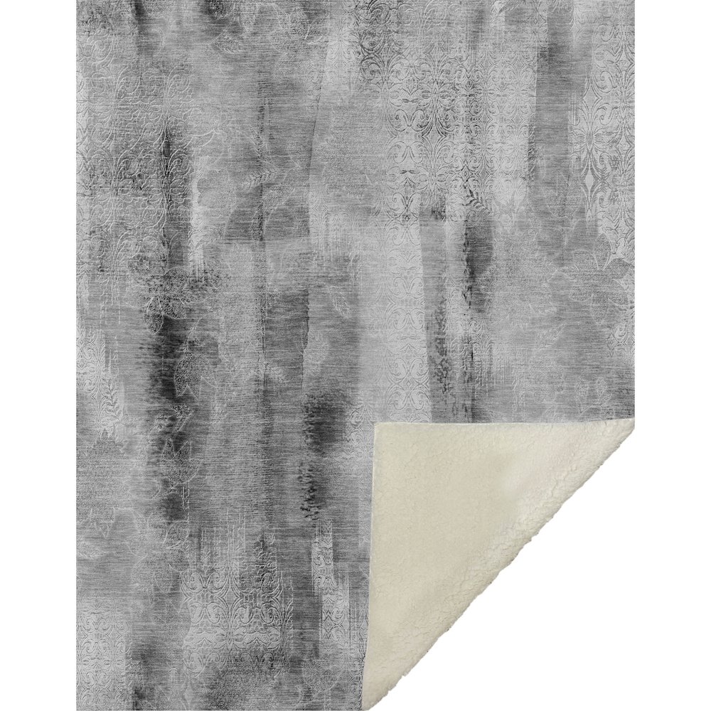 Premium Machine Washable ASB537 Gray 50" x 70" Sherpa Throw Blanket. Picture 1