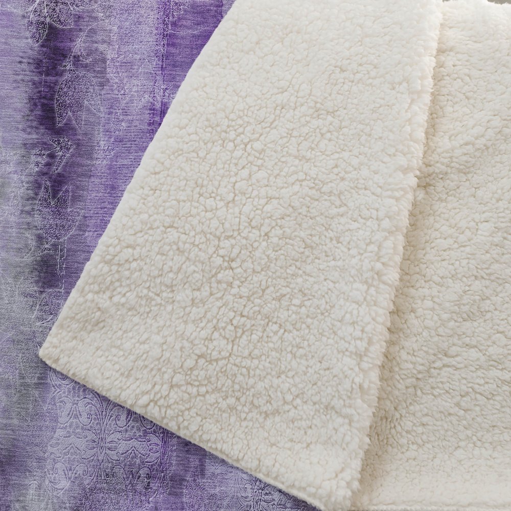 Premium Machine Washable ASB537 Purple 50" x 70" Sherpa Throw Blanket. Picture 2