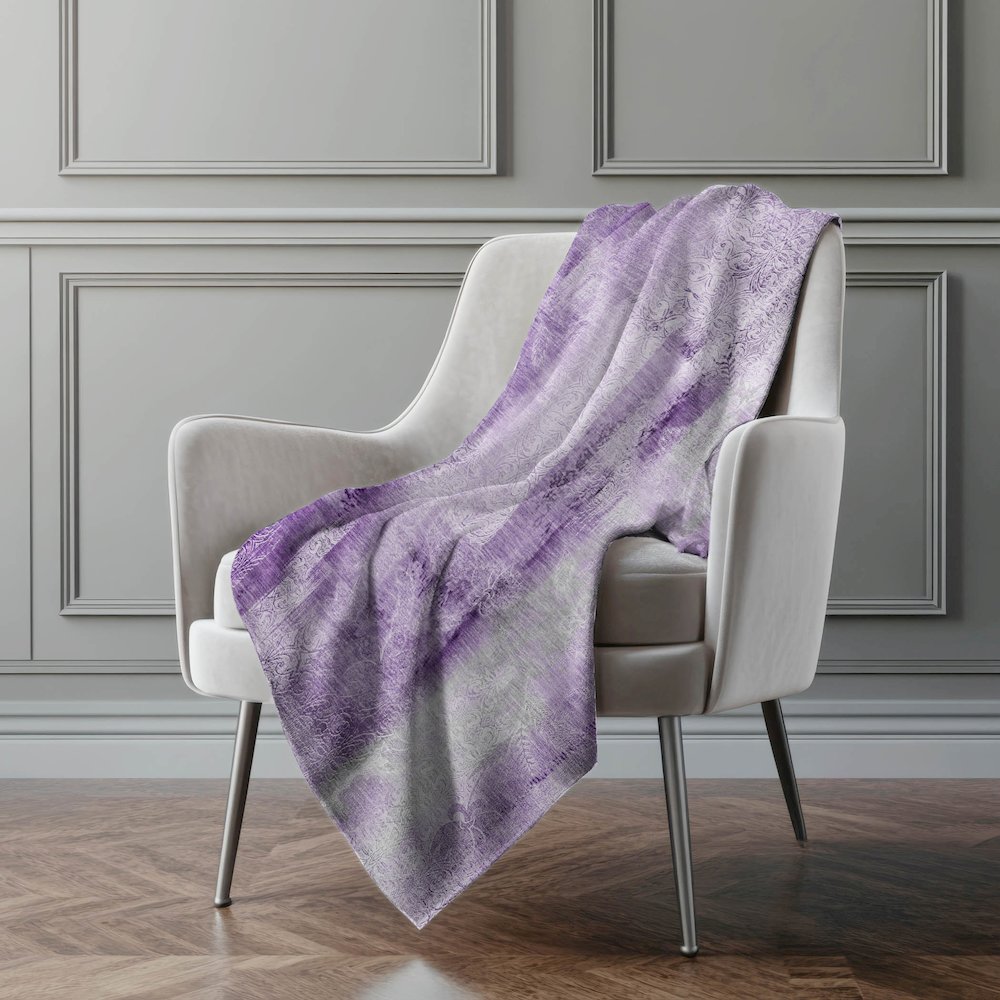 Premium Machine Washable ASB537 Purple 50" x 70" Sherpa Throw Blanket. Picture 4