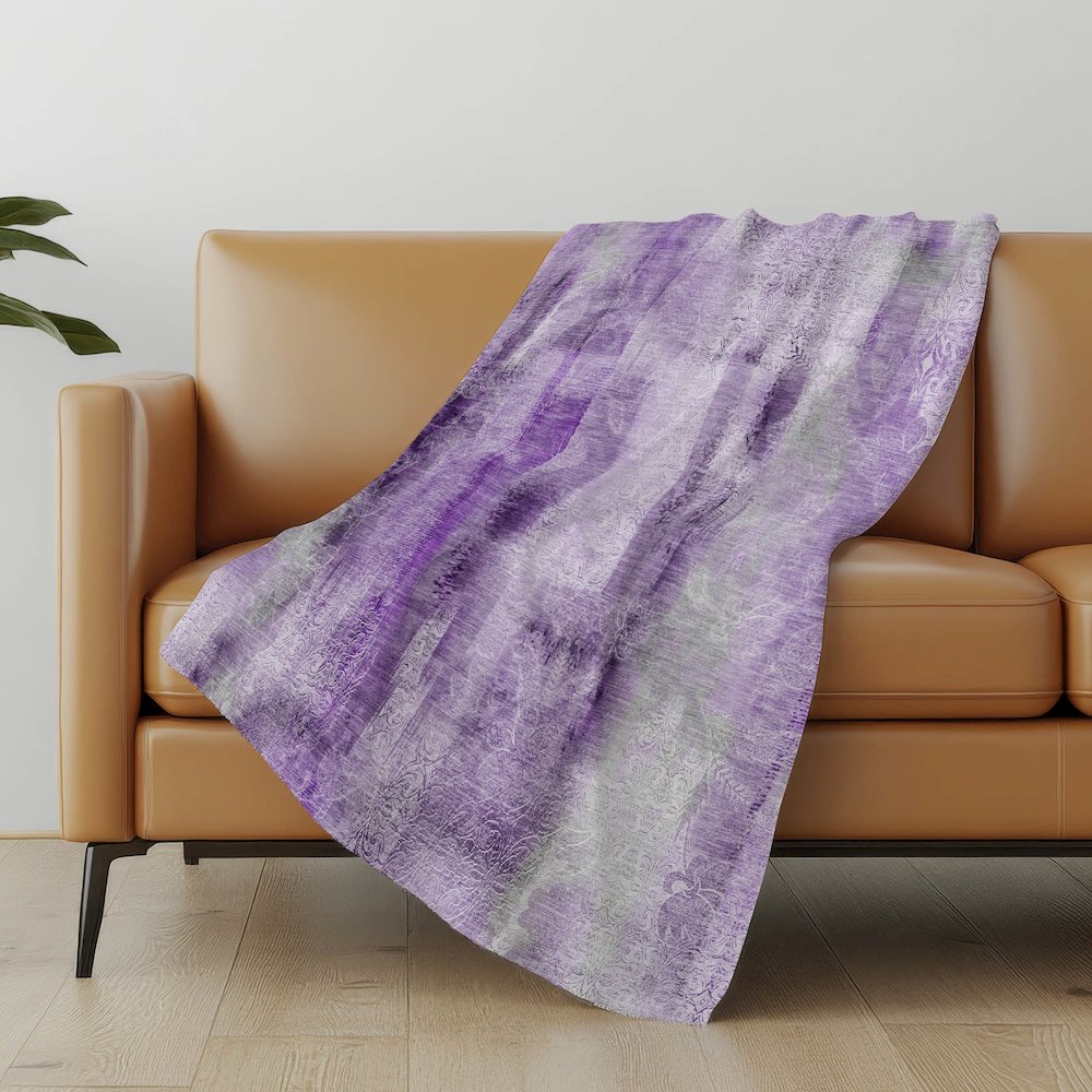 Premium Machine Washable ASB537 Purple 50" x 70" Sherpa Throw Blanket. Picture 5