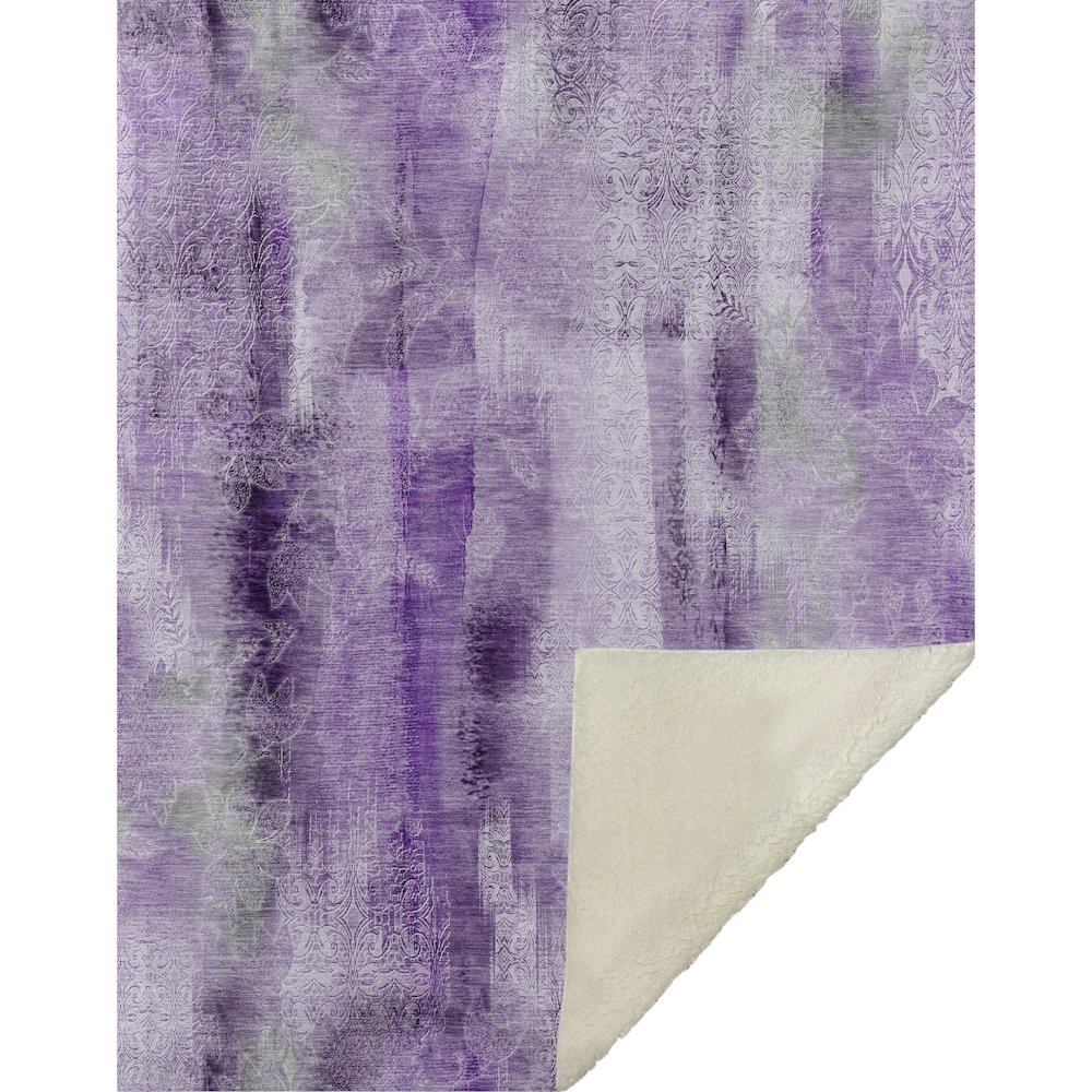 Premium Machine Washable ASB537 Purple 50" x 70" Sherpa Throw Blanket. Picture 1