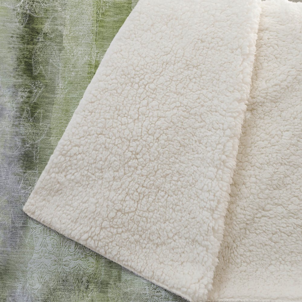 Premium Machine Washable ASB537 Sage 50" x 70" Sherpa Throw Blanket. Picture 2