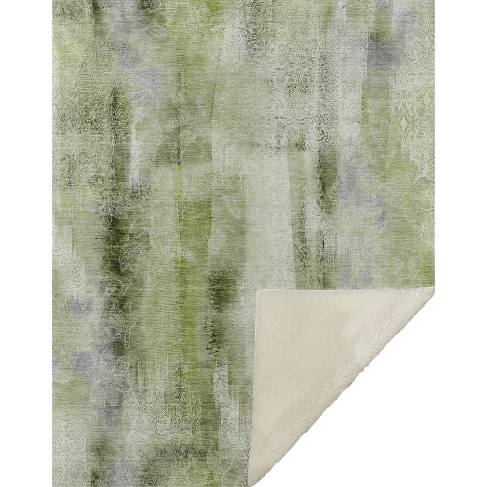 Premium Machine Washable ASB537 Sage 50" x 70" Sherpa Throw Blanket. Picture 1