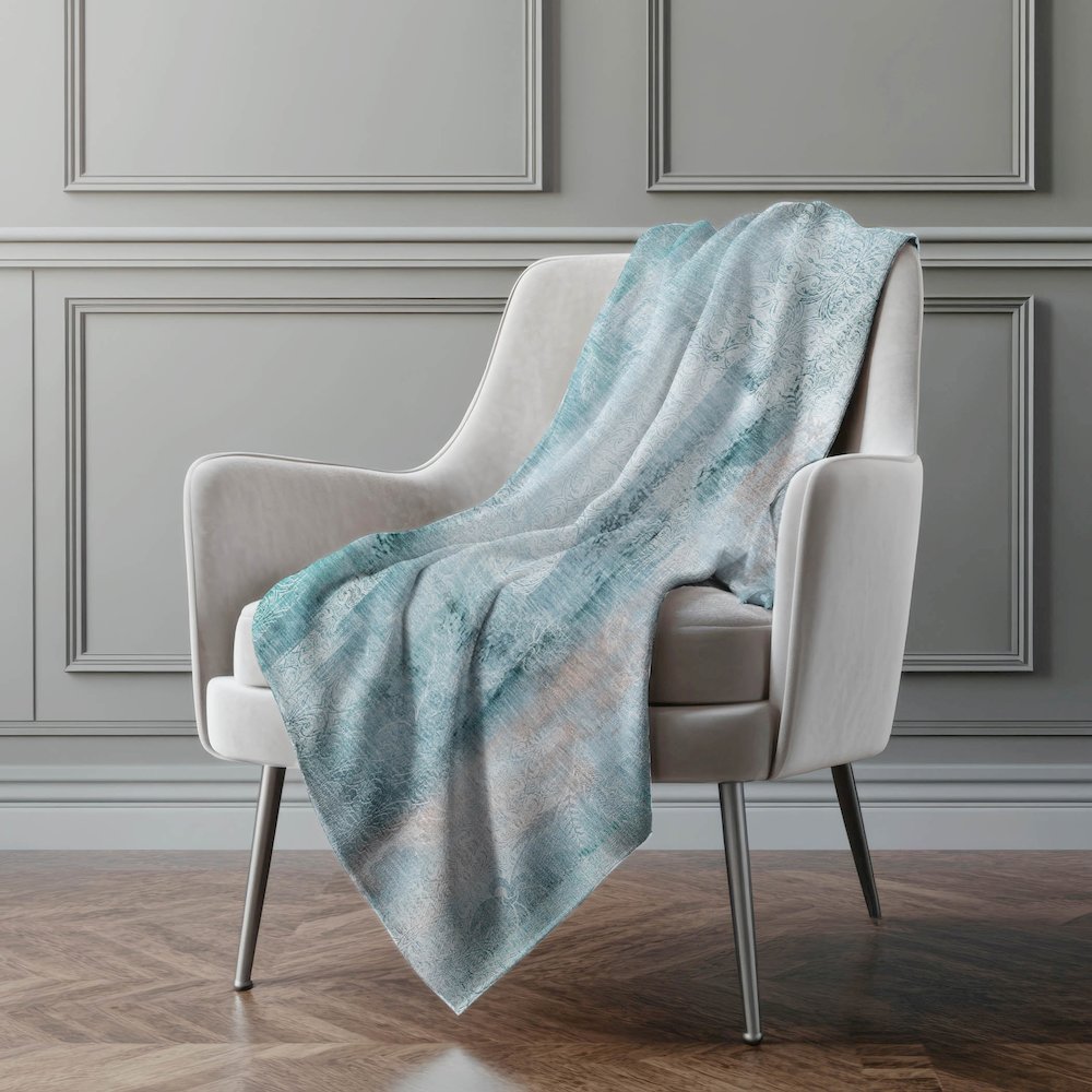 Premium Machine Washable ASB537 Teal 50" x 70" Sherpa Throw Blanket. Picture 4