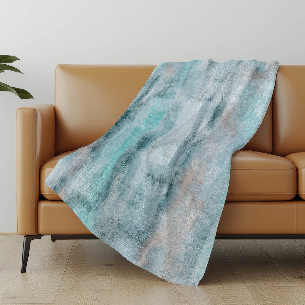 Premium Machine Washable ASB537 Teal 50" x 70" Sherpa Throw Blanket. Picture 5