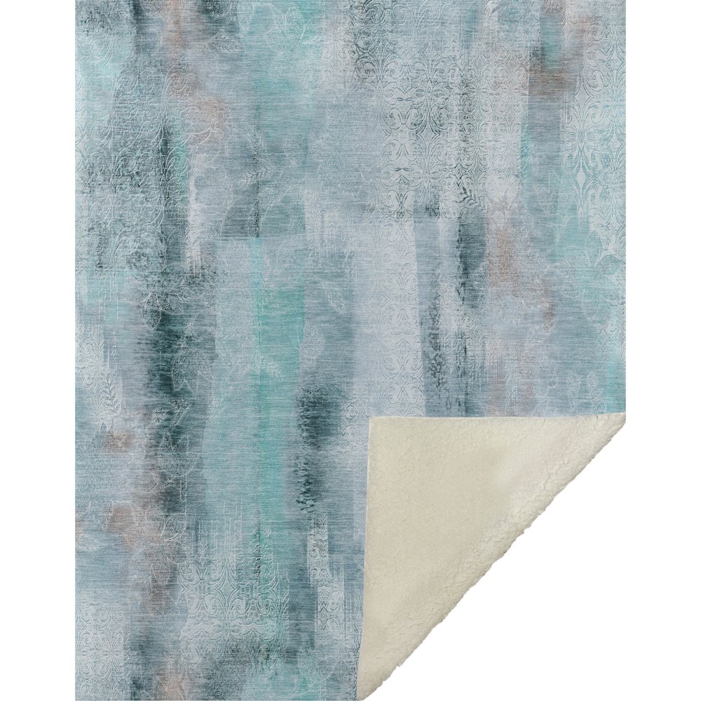 Premium Machine Washable ASB537 Teal 50" x 70" Sherpa Throw Blanket. Picture 1