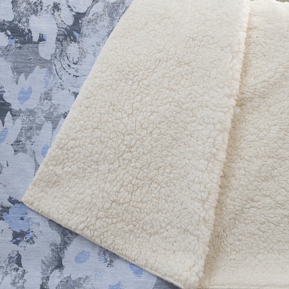 Premium Machine Washable ASB538 Denim 50" x 70" Sherpa Throw Blanket. Picture 2