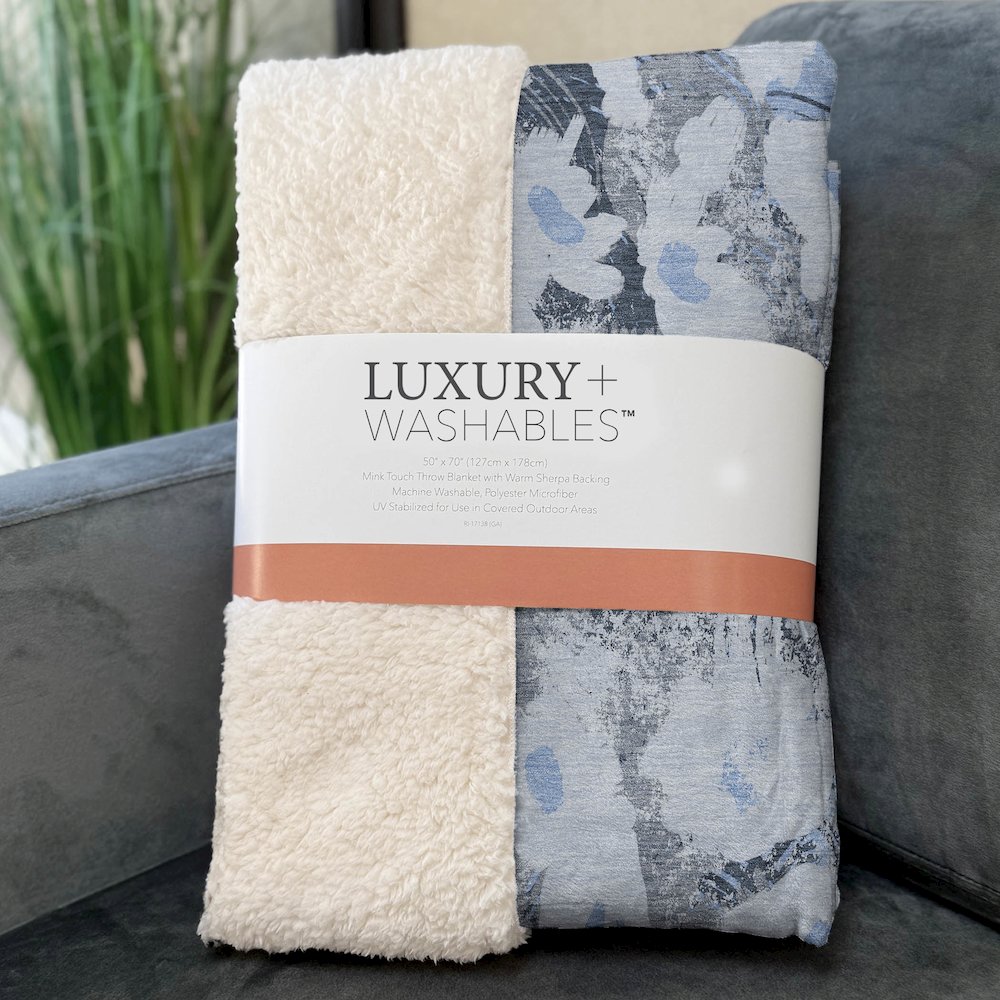 Premium Machine Washable ASB538 Denim 50" x 70" Sherpa Throw Blanket. Picture 3