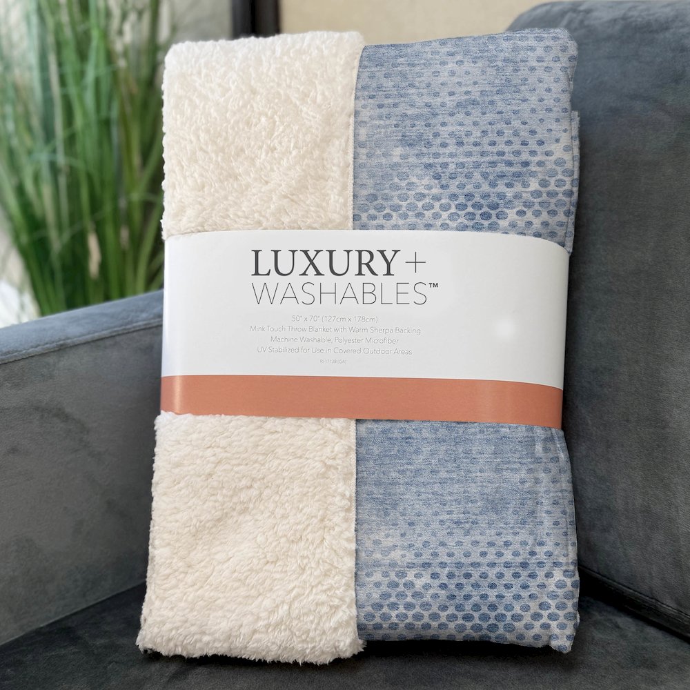 Premium Machine Washable ASB539 Blue 50" x 70" Sherpa Throw Blanket. Picture 3