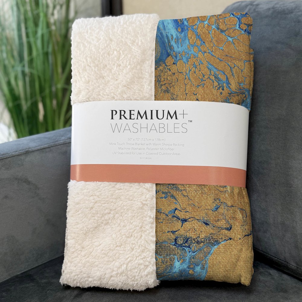 Premium Machine Washable ASB53 Cobalt 50" x 70" Sherpa Throw Blanket. Picture 3
